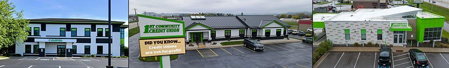 collage of three 1st CCU location images of exteriors