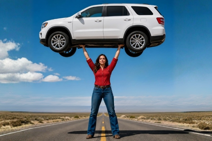two happy females driving in a white car